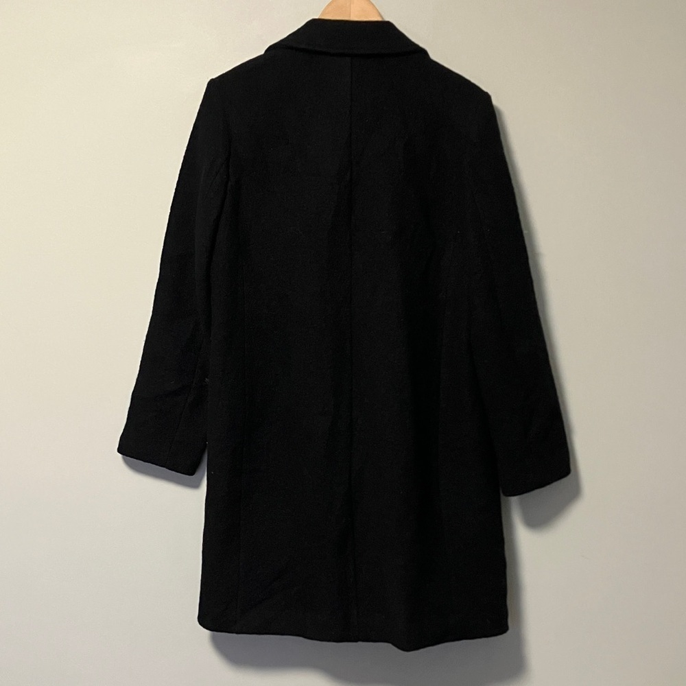 J. Crew Italian Boiled Wool Black Overcoat Coat Jacket - Picture 5 of 6